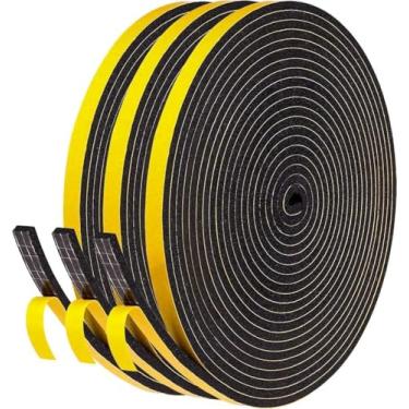 Imagem de Faixa de vedação de porta de decapagem climática, fita de espuma autoadesiva, tira de vedação contra clima, para vedação de lacuna, 1/10.2 cm x 1/20.3 cm x 50Ft preta