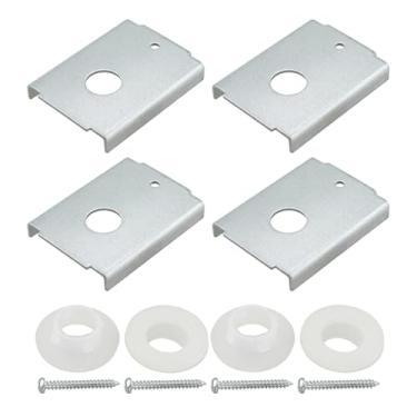 Imagem de Bxian 4 peças de suporte de reparo de porta dobrável dupla com parafusos e kit de arruela de plástico, encaixe de hardware adequado para portão de 1-3/8 polegadas, suporta dobradiça de 7/16 polegadas