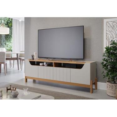 Imagem de Rack Bancada MDF Para TV até 70 pol Moema Ripado c/ 4 Portas 185cm Off