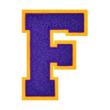 Imagem de 1 Patch de letra de chenille roxo de 11,4 cm – Adesivos do alfabeto para roupas, jaquetas, mochilas, chapéus para decoração personalizada, nome personalizado e artesanato. (F)