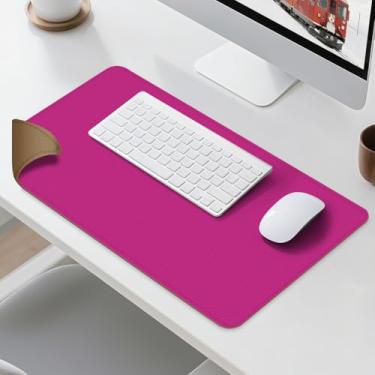 Imagem de Tapete de mesa de couro dupla face - almofada de mesa impermeável - ideal para mouse pad grande e tapetes de mesa em cima de mesas (rosa, 63,5 cm x 33 cm)