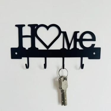 Imagem de Porta-chaves para ganchos de parede, organizador de 10 ganchos, porta-chaves montado na parede com parafusos e âncoras, decoração de metal para parede de casa doce para entrada, porta da frente