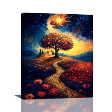 Imagem de Árvore da vida arte de parede árvore fantasia árvore decoração de parede natureza país feild imagens pinturas impressões texturizadas decorações emolduradas para banheiro quarto sala de estar