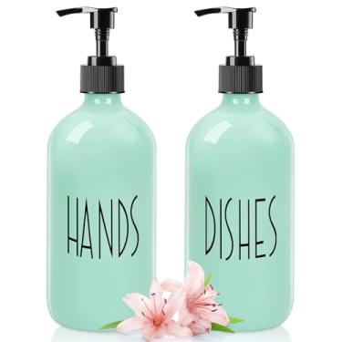 Imagem de Dispensador de sabão de vidro premium, moderno para bancada de banheiro líquido para lavagem à mão (verde menta)