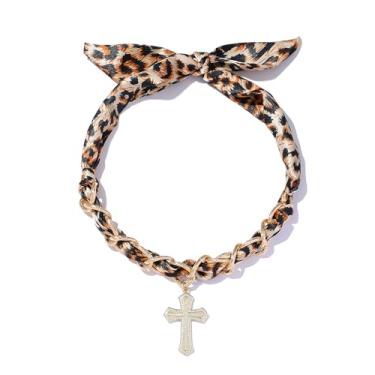 Imagem de Pychee Colar de cachecol feminino bandana com pingente banhado a ouro, coração, cruz, lua, joias modernas. Presentes, ploymer, Sem Pedra Preciosa