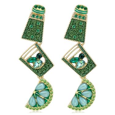 Imagem de Sparklaura Brincos femininos fofos divertidos e divertidos para coquetel, margarita, martini, mojito, limonada, strass, brincos modernos e chiques para festa de formatura, joias havaianas, presente