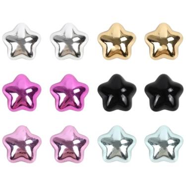 Imagem de 12 peças de ímãs de geladeira kawaii coloridos estrela, conjunto de mini ímãs de geladeira estéticos para decoração de casa, armário de cozinha, quadro branco de sala de aula e acessórios de decoração