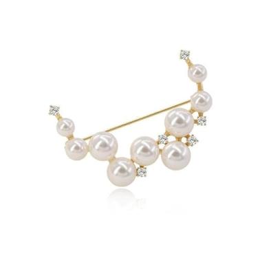 Imagem de Broche de zircônia cúbica de pérola, berloques para bolsas, joias ajustáveis inspiradoras, presentes de amizade para mulheres, presentes de Natal, dia dos namorados, Medium, Latão, Sem Pedra Preciosa
