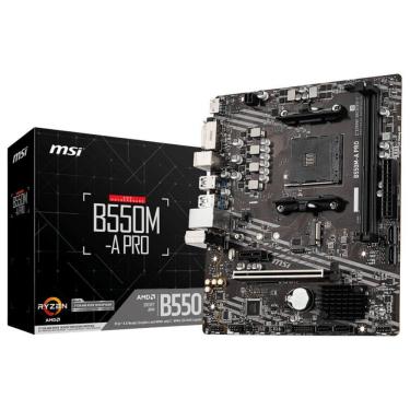 Imagem de Placa Mãe MSI B550M-A PRO AMD AM4 mATX DDR4 Chipset B550 Gigabit LAN, M.2 PCIe 4.0 SATA 6Gb/s, HDMI 2.1, DVI-D, USB 3.2 