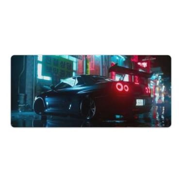 Imagem de JDM Car R32 Reflection Neon Retro Car Desk Table Pad Mouse Pad Antiderrapante Grande Material de Escritório Tapete de Mesa de Borracha Impermeável Tapete de Escrita para Escritório Jogo Casa 40 x 90