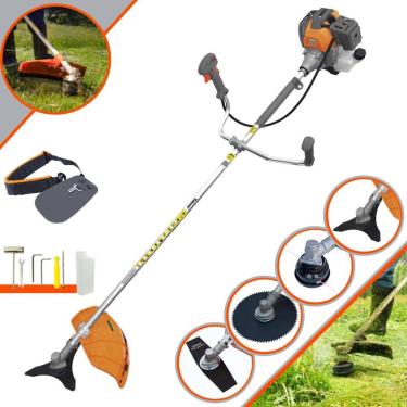 Imagem de Roçadeira Robusta Tekna RL430P À Gasolina 2T 43cc 1,7HP de Alta Performance Com Carretel e Faca 3 Pontas + EXTRA Faca 2 Pontas e Faca 80 Dentes