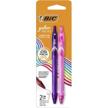 Imagem de Caneta Gel Bic Quick Dry Rosa e Roxa - Bic