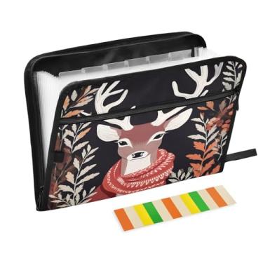 Imagem de Wassud Lenço e folhas de chapéu de veado, 13 bolsos, organizador de arquivos sanfonados, pastas de arquivos expansíveis com abas e adesivos, organizador de pastas de documentos de recibo de papel