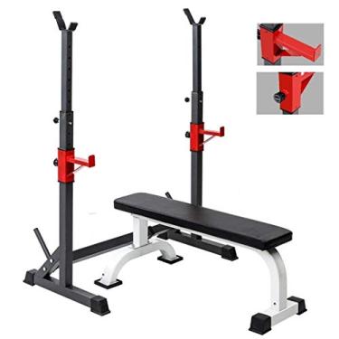 Imagem de LMJYU Suporte para barras, banco de halteres, cama de halterofilismo, equipamento de fitness, rack de agachamento, conjunto de halteres, altura ajustável