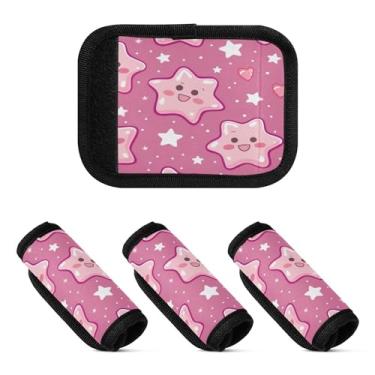 Imagem de Qilmy Cute Stars Bagagem Handle Wrap Pacote com 4 Identificadores de Bagagem Identificadores de Bagagem Capa para Carrinho de Bebê Mala Mala Avião Acessórios de Viagem 492