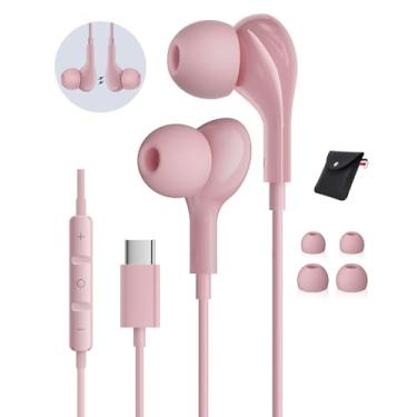 Imagem de Fones de ouvido USB C para iPhone 15 16 Pro Max iPad Pro Samsung Galaxy S24 S23 Ultra S25 S22 S21, fones de ouvido intra-auriculares magnéticos tipo C com microfone, controle de volume, HiFi estéreo,