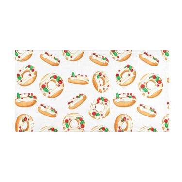 Imagem de Burbuja Tapete de corredor de Natal Donuts de pelúcia antiderrapante tapete de cozinha suporte de borracha para corredor, quarto, sala de estar, decoração de entrada, lavável na máquina, 51 x 99 cm