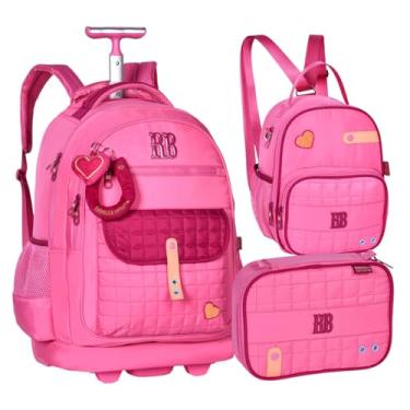 Imagem de Kit Rebecca Bonbon Mochila Rodinha Lancheira T�rmica Estojo Box Soft RB (Rosa)