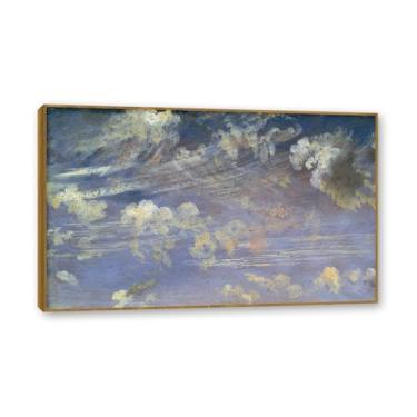 Imagem de Moldura de madeira de teca. Mural com moldura de madeira maciça John Constable Pintura de paisagem Arte de romance Imagem emoldurada pronta Arte de parede elegante. (nuvens cirrus). 60 x 96 cm