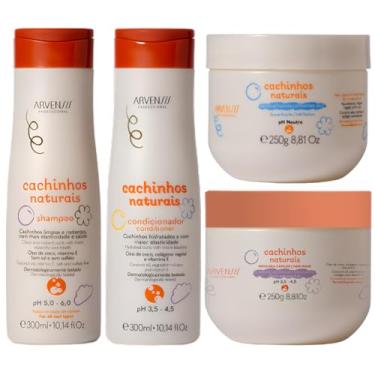 Imagem de Kit Arvensis Cachinhos Naturais Linha Infantil 4 Produtos Completo Vegano Sem Sulfato Hidratante