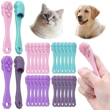 Imagem de Lineshading Escova de dentes de silicone com 24 unidades para cães e gatos, cerdas macias, kit de escovação de dentes para animais de estimação, kits de cuidados dentários delicados, suprimentos de