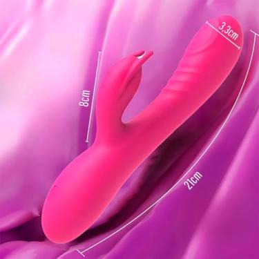 Imagem de Massageador Elétrico Portátil Coelho Vibrador Com 10 Modos Rosa