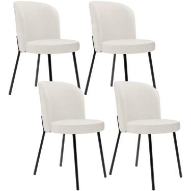 Imagem de Kit 4 Cadeiras Sala De Jantar Estofada Gavi L02 Linho Bege - Lyam Decor