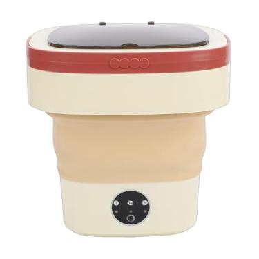 Imagem de Asixxsix Máquina de Lavar Portátil, Mini Lavadora Dobrável de 8L Com Secador Giratório e 3 Modos de Lavagem, para Roupas íntimas, Meias, Roupas de bebê, para Viagens, Acampamento (Cáqui)