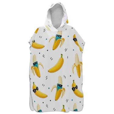 Imagem de Joisal Bananas engraçadas amarelo branco surfe poncho trocando roupão adulto praia moletom toalha natação leve masculino poncho com capuz