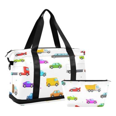 Imagem de Bolas de futebol expansíveis bolsas de fim de semana para mulheres viagem com carrinho bolsa hospitalar maternidade, Veículos coloridos para carros