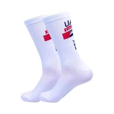 Imagem de Meias De Ciclismo Unissex Adulto Brancas Leves Em Malha Antiderrapante