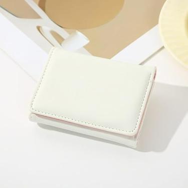 Imagem de Carteira pequena para mulheres, multicartões, espaço para cartões, dinheiro, moda, carteiras curtas, cartão de crédito, carteira fina, presente para mulheres e homens, Branco, Estilo retrô