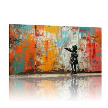 Imagem de Impressões em tela extragrande, pôster Banksy, arte de parede em tela engraçada, pôsteres e impressões Banksy, tela de decoração de parede de arte Banksy - (72 x 142 cm) 71 x 142 cm sem moldura