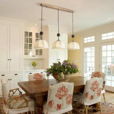 Imagem de Luminária pendente de tecido para mesa de jantar, iluminação de teto moderna com cúpula dupla de tecido, ideal para sala de jantar, sala de estar, quarto e cozinha.