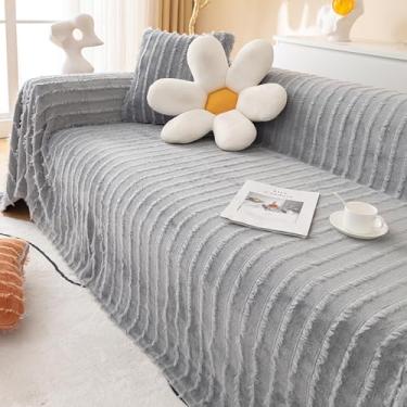 Imagem de Manta grande de borla macia para sofá de 1/2/3/4 lugares – Cobertor decorativo leve reversível para cadeira, sofá, cama – Cobertor versátil e elegante