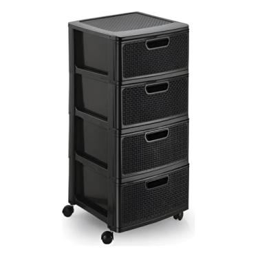 Imagem de Cômoda grande com rodinhas e 4 gavetas. (preto)