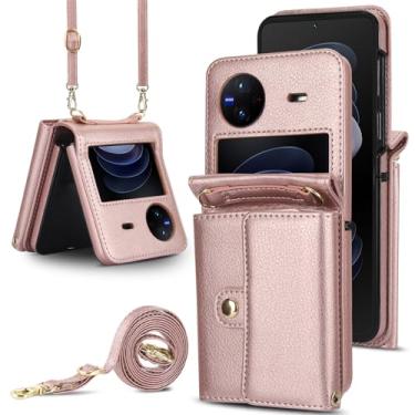 Imagem de Capa carteira flip para vivo, porta-cartões com bloqueio RFID e alça destacável, couro durável e TPU, 4 compartimentos para cartão, proteção contra quedas, capa flip com suporte para uso diário (ouro