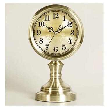 Imagem de Relógio de mesa vintage relógio de mesa de metal sem tique-taque pequeno despertador operado por bateria movimento silencioso relógio de mesa de vidro HD