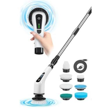 Imagem de Escova De Limpeza Ajustável Janela Banheiro e Cozinha Ferramenta 7 em 1 Recarregável