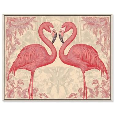 Imagem de Art Remedy In Flamingo's Eyes Canvas Animal Chinoiserie, Moldura Prata, 61 cm x 50 cm