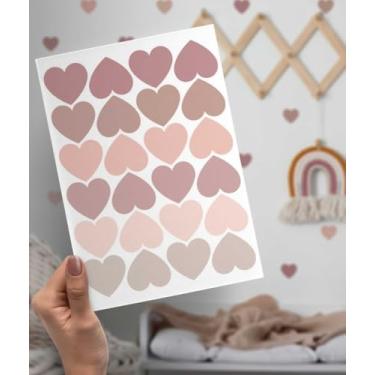 Imagem de Adesivos de Parede Infantil Corações Rosa Decoração Quarto Bebê Menina Kit 72 Unidades (3 kits - 216 unidades)