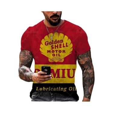 Imagem de Camiseta Masculina Retro Com Estampa 3D De Motocicleta, Manga Curta, M