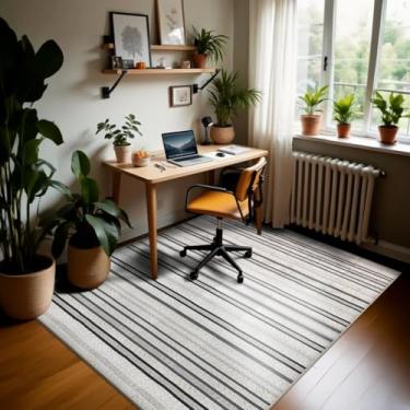 Imagem de 1 Tapete Escritório Grande Antiderrapant 200x250 Js Do Li Vr (M60 Areia Cinza - Listrado Geométrico Moderno)