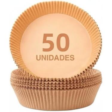 Imagem de Kit 50 Formas Descartáveis para AirFryer 20cm Redonda Antiaderente Prático Ideal para Cozinhar Assar com Faciliadade Carnes Frangos Batatas Legumes Cozimento Saudável