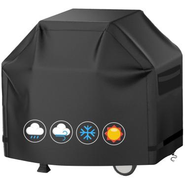 Imagem de Capa de churrasqueira resistente à prova de rasgos e à prova d'água (132 cm C x 61 cm L x 122 cm A, preta) capa de churrasqueira a gás de poliéster 420D