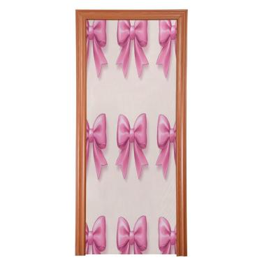 Imagem de ATTX Gravatas borboleta Dia dos Namorados capa para porta da frente - tecido elástico lavável decoração de férias para festas, casa, decoração de porta da frente, 36 x 98 polegadas (366)