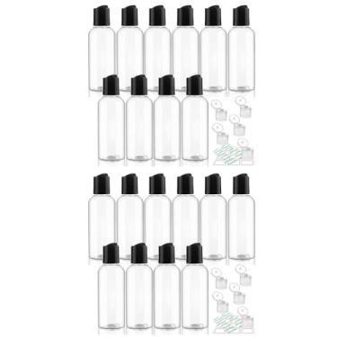 Imagem de Wowang Pacote com 20 frascos de viagem de 100 ml para artigos de higiene pessoal aprovados pela TSA, recipientes de plástico vazios de xampu com rótulos, acessórios essenciais de higiene pessoal