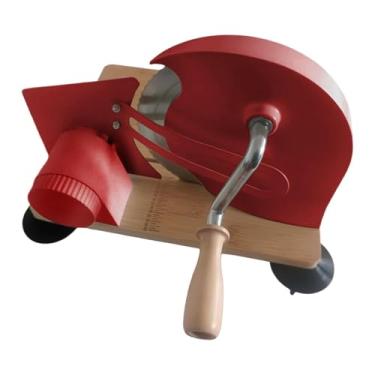 Imagem de WeiLaiKeQi Cortador de pão manual com escala e ventosas, cabo de madeira, ideal para pão de fermentação caseiro, Vermelho