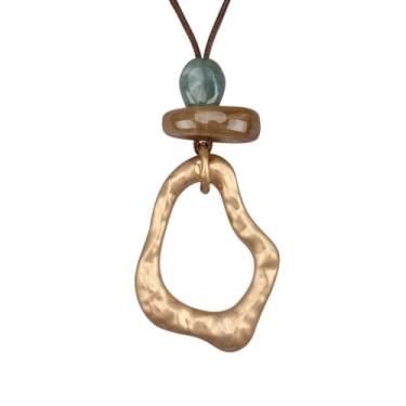 Imagem de Jeilwiy Colar de couro feminino descolado, gargantilha, cordão com pingente, joia estilo boho, Couro sintético, Sem Pedra Preciosa