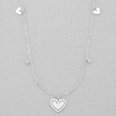 Imagem de Colar prata 925 corações vazado e ponto de luz Pedra Zircônia Fabro Saints